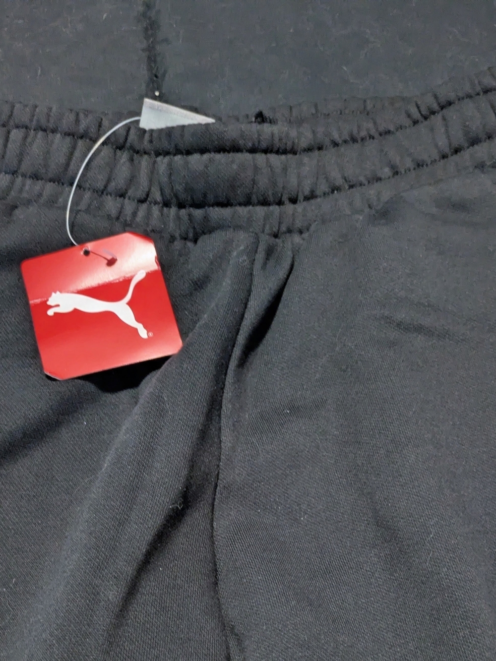 Puma Mens Black Jogger Sweatpants with Red Logo Tag